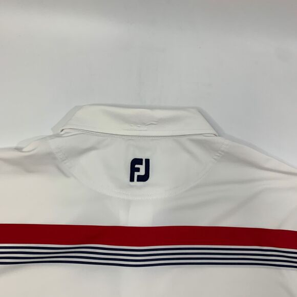 FJ FootJoy Shirt Mens 2XL XXL Athletic Fit White Stretch Droptail Polo Golf - Picture 8 of 12
